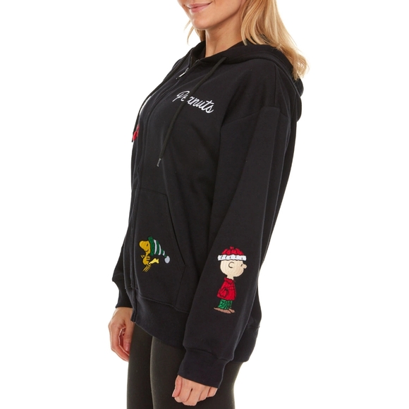 NWT Licensed Ladies Character PEANUTS SNOOPY Holiday Full Zip Up Hoodie Jacket L - Picture 9 of 11
